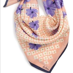 Tossed Floral Square Silk Scarf